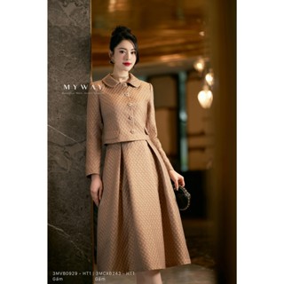 Set Áo Vest Chân Váy Nữ MY WAY In họa tiết Dáng Crotop Sang Trọng 3MVB0929 -3MCXB243 HT1