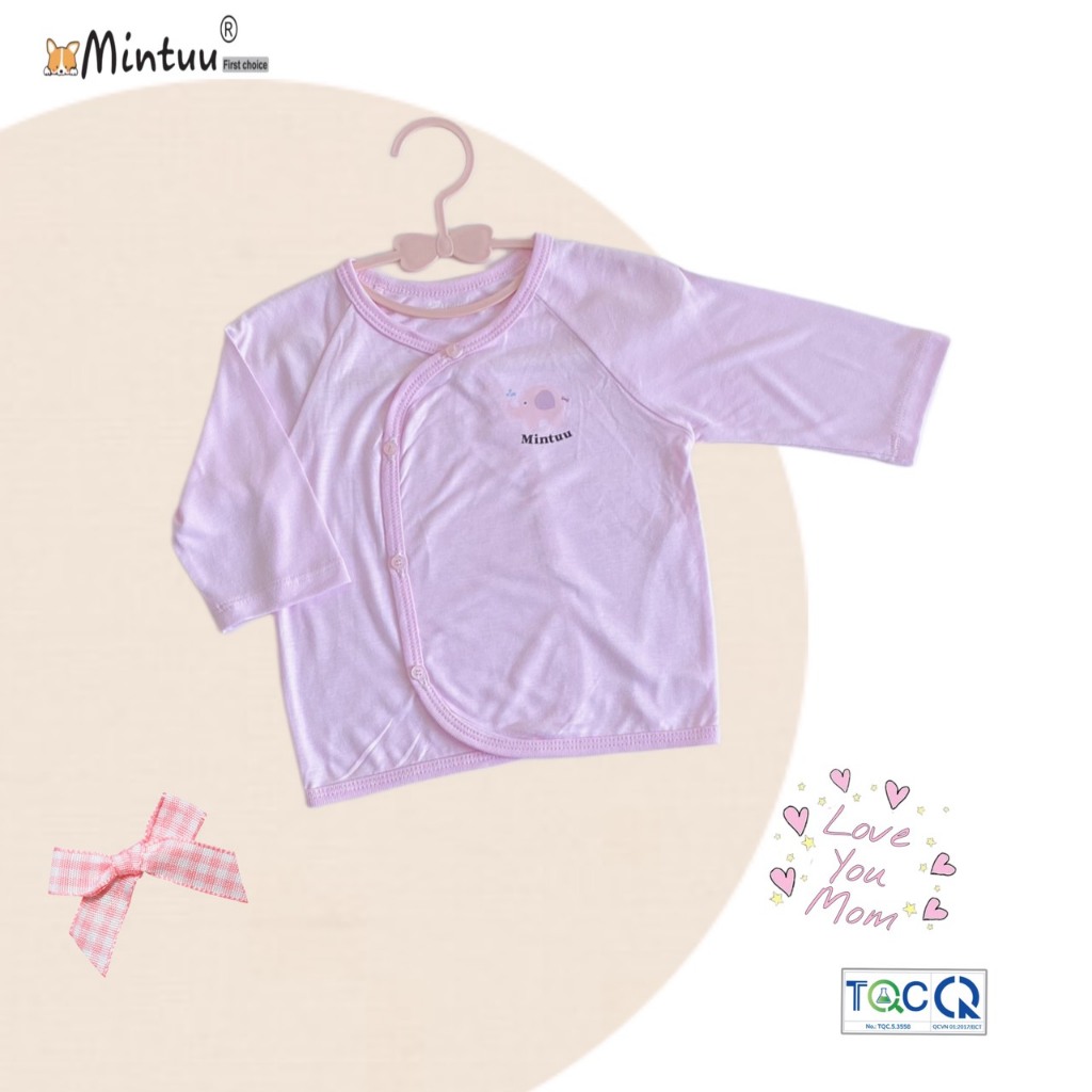 Áo cài xéo vải sợi tre  cho bé sơ sinh thương hiệu MINTUU