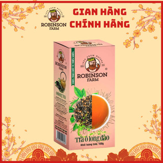 Trà pha ấm oolong đào - 100% lá trà - robinson farm -hộp 150gr