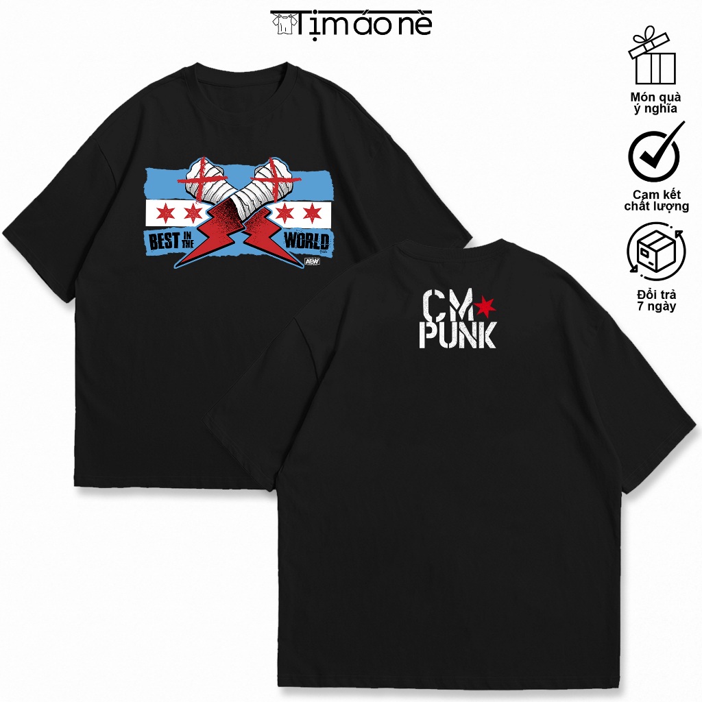 Áo Thun CM Punk Đô Vật Mỹ, Áo CM Punk Cho Fan WWE, Áo Đô Vật Mỹ Logo 2 Mặt. Áo Thun Cotton Nam Nữ 10