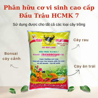Phân hữu cơ vi sinh cao cấp Đầu Trâu HCMK7 chứa Trichoderma, 5kg, dưỡng cây, phục hồi sau thu hoạch