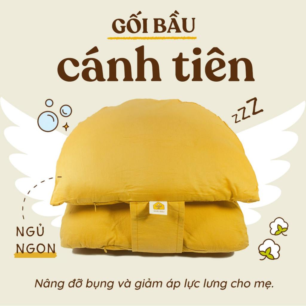 Gối Bầu Cánh Tiên Nhà Đậu Chính Hãng Nâng Bụng Đỡ Lưng Giúp Mẹ Bầu Ngủ Ngon | Nhà Đậu