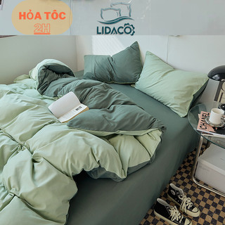 Bộ vỏ chăn ga gối cotton tici LIDACO notag - Cốm ga mint