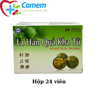 Kẹo ngậm LA HÁN QUẢ KHA TỬ giúp bổ phế, trừ ho, tiêu đờm - HỘP 24viên