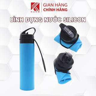 Bình Đựng Nước Silicon  KUNO SPORT 610ML gấp gọn tiện lợi thể thao, xe đạp, neo núi