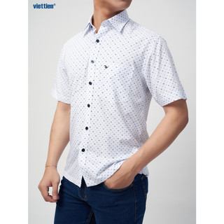 Sơmi ngắn tay VIETTIEN SMART CASUAL phom Regular lai ngang Vải sợi hoa hồng - 6S0609NR1/SNJZ