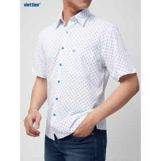 Sơmi ngắn tay VIETTIEN SMART CASUAL lai ngang vải sợi hoa hồng phom regular - 6S0620NR1/SNIZ