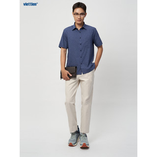 Sơmi ngắn tay VIETTIEN SMART CASUAL lai ngang Vải sợi hoa hồng phom REGULAR - 6S0622NR1/SNIZ
