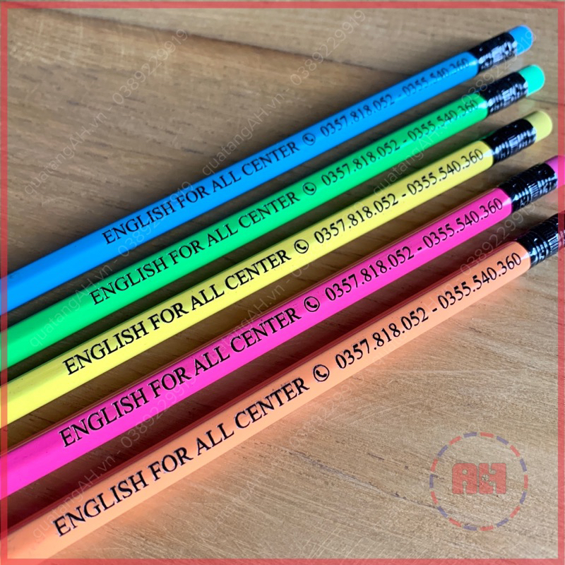 Bộ 5 Bút chì 2B khắc tên theo yêu cầu, có đầu tẩy, màu sắc da dạng, dùng cho học sinh, sinh viên, làm quà tặng