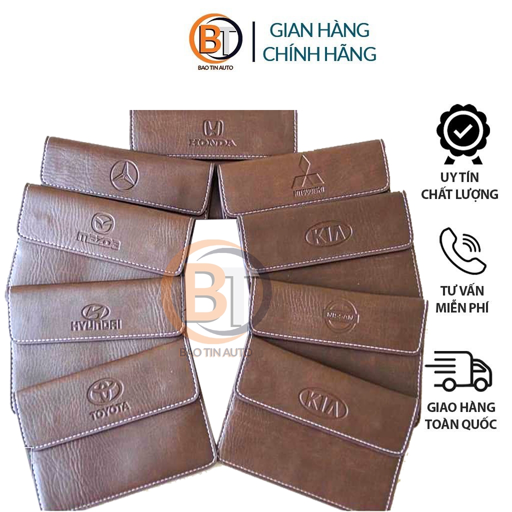 Ví da đựng giấy tờ xe ô tô logo hãng xe, túi ví đựng giấy tờ đăng kiểm xe ôtô, bóp chứa giấy phép lái xe oto, xe hơi