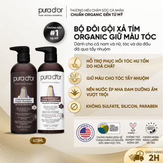 Combo Dầu Gội Dầu Xả Tím Organic Color Harmony Purple PURA DOR 473ml Khử Vàng Tóc Nhuộm
