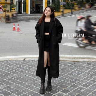 Áo khoác dạ dáng mangto HAI LỚP cổ vest có đai eo mặc đôi nam nữ BERLIN (+10% phí sàn) (T-Ju thiết kế)