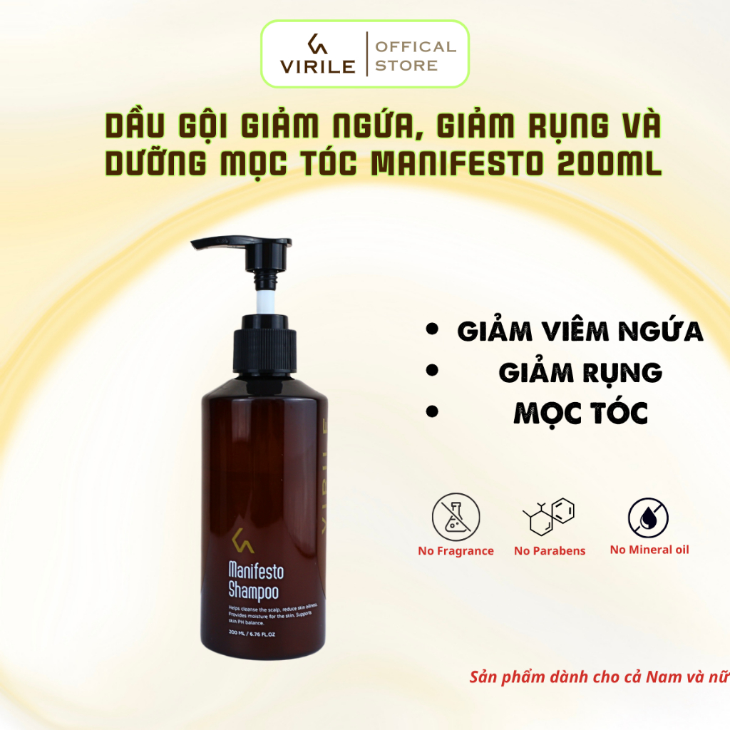 Dầu Gội Sạch Gàu Virile 200ml Chống Gàu Ngứa, Giảm Nấm Da Đầu, Dưỡng Tóc Mềm Mượt & Nhanh Mọc Tóc