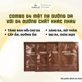 Combo Mặt Nạ Dưỡng Da Virile Với 4 Loại Dưỡng Chất Khác Nhau: Rau Má, Vi Tảo, Vitamin B5, Collagen