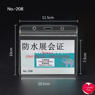 Đeo thẻ nhân viên 208 + dây đeo thẻ lụa móc nhựa - dây đeo thẻ