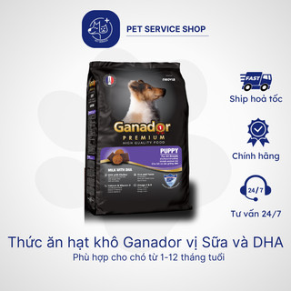 Hạt GANADOR cho chó con vị Sữa và DHA gói 3kg PETSERVICE