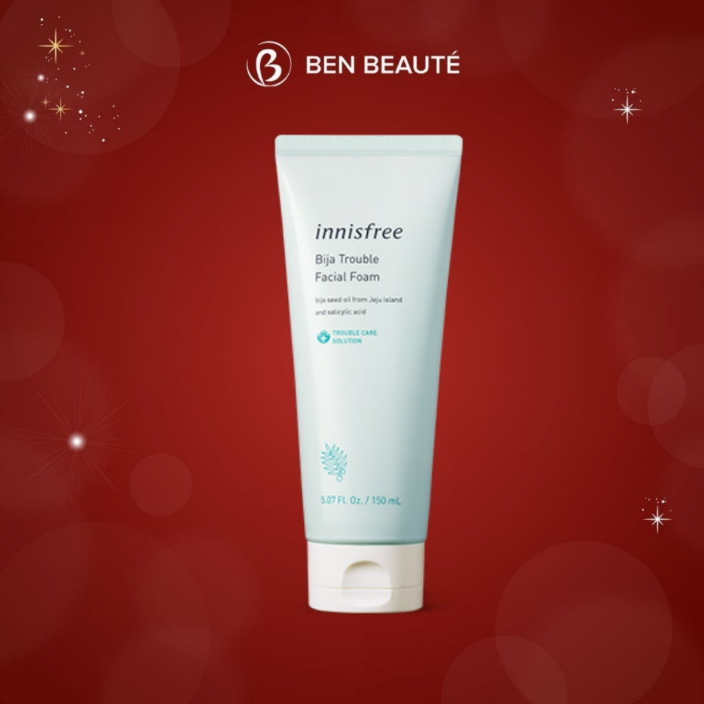 Sữa Rửa Mặt Innisfree Bija Trouble Facial Foam Dành Cho Da Mụn 150ml Kiểm Soát Dầu Nhờn, Ngăn Ngừa Mụn