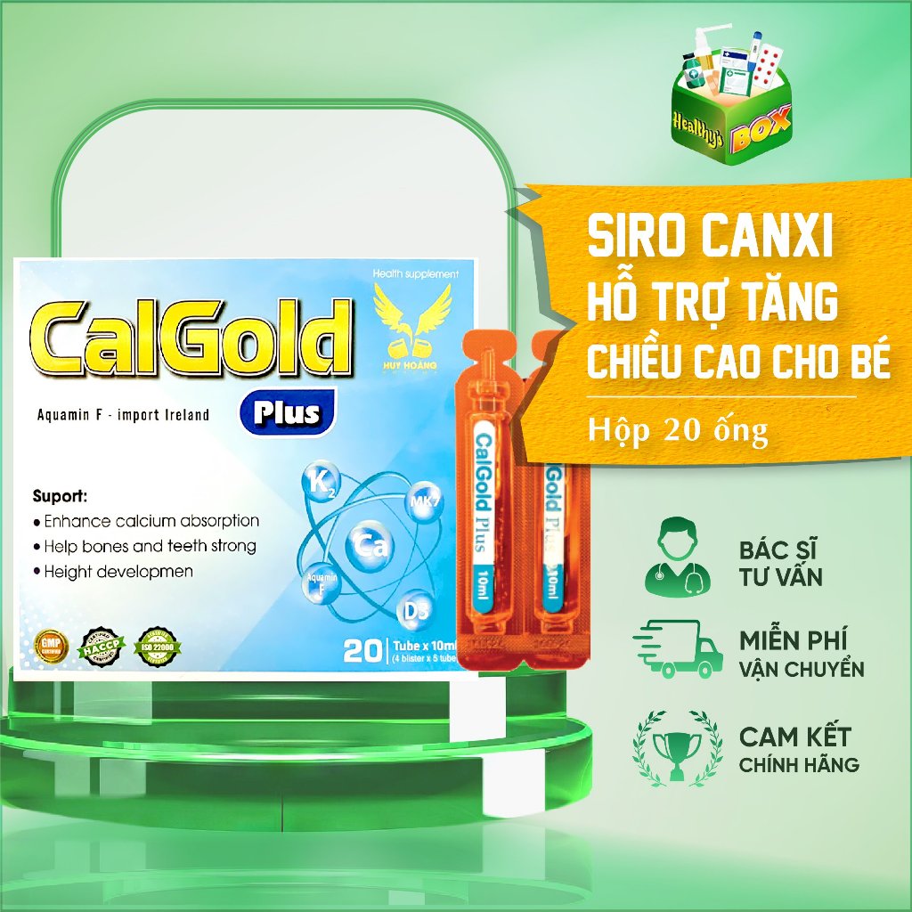 Canxi tăng chiều cao cho bé Calgold Plus giúp tăng chiều cao, xương răng chắc khỏe (Hộp 20 ống)