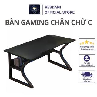 RESDANI Bàn Gaming Chân Chữ C 120x60x75, Chân Kim Loại Chắc Chắn,Chơi Game,Mặt Gỗ MDF,Decor Bàn Để Máy Tính,Làm Việc Học