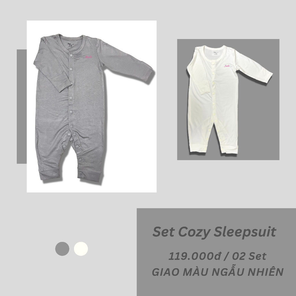 [02 bộ] Cozy Sleepsuit dài tay Hinata BF02,cho bé từ 0-12 tháng