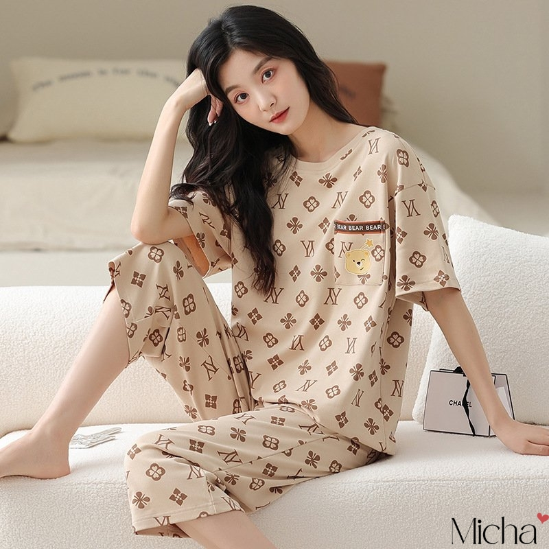 Bộ đồ nữ mặc nhà cotton 100% mềm nhẹ dáng quần lửng - Micha B72