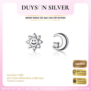 Bông tai bạc Ý 925 Khuyên tai bạc nữ mặt trăng mặt trời dễ thương DUYSON SILVER (Giá bán/1 đôi) [KNXK6]