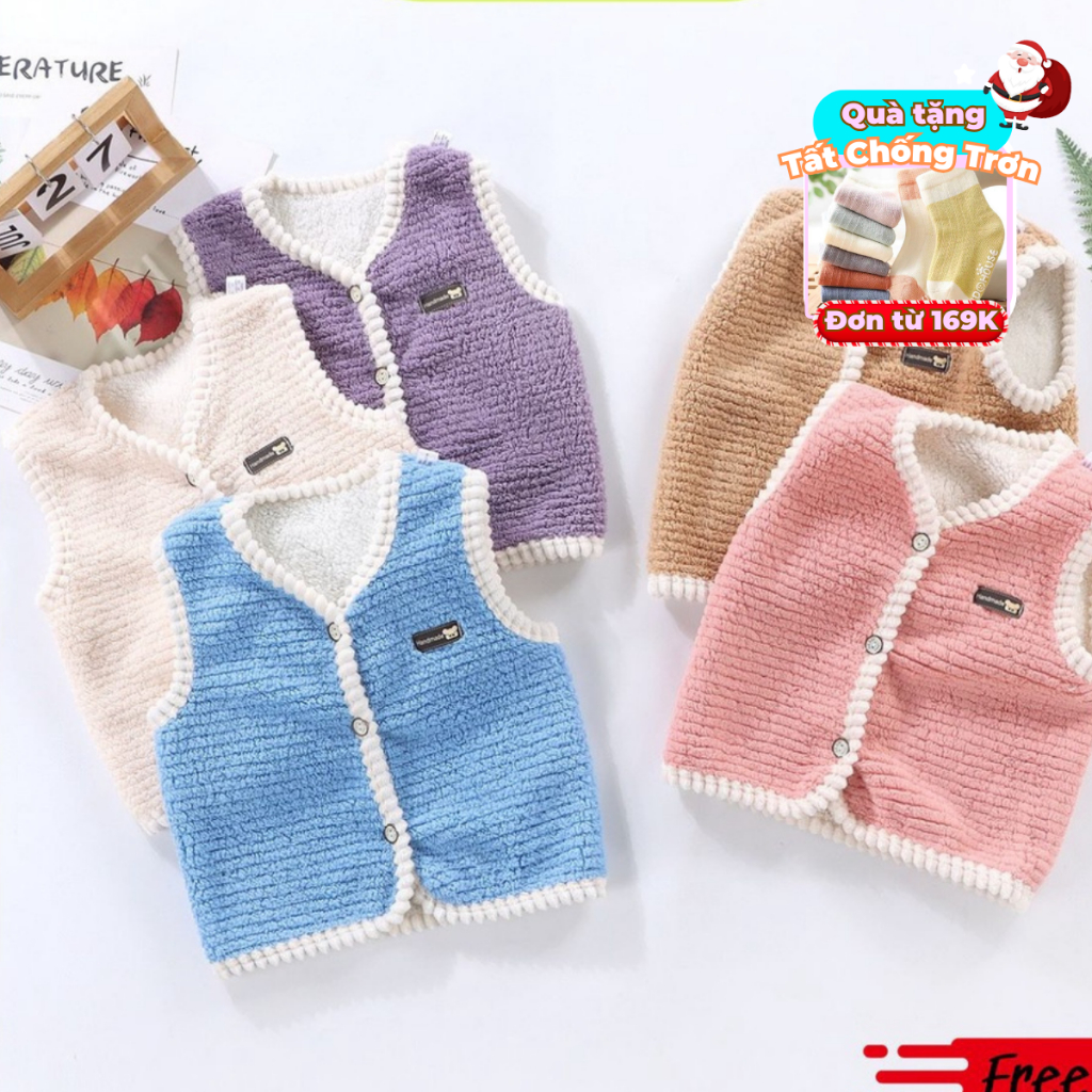 Áo Gile Cho Bé Trai Bé Gái 10-18kg Áo Ghi Lê Lông Cừu Ấm Áp Cho Bé Trai Từ 1-4 Tuối Hàng Quảng Châu Cao Cấp