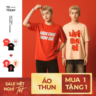 [Mua 1 Tặng 1] Áo Thun Tết Unisex Form Oversize 100% Cotton 250gsm Dày Dặn, Cao Cấp TOTODAY Còn Thở CònGỡ U1ATN01402