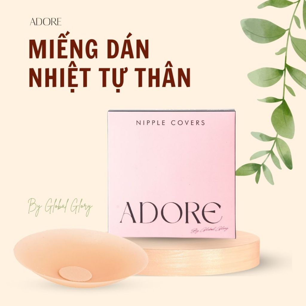Miếng dán ngực Adore, Miếng dán NHIỆT TỰ THÂN KHÔNG KEO, miếng dán ngực tàng hình, dán ngực hình tròn mềm mỏng siêu dính