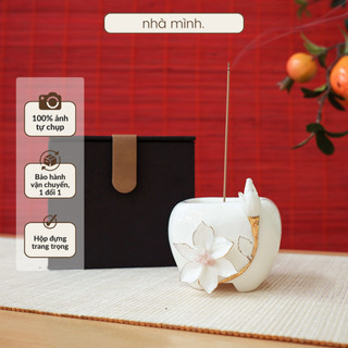 Lư hương hoa sen gốm, lư xông trầm hương hoa sen, lư cắm nhang, lư xông trầm đặt bàn thờ nhỏ