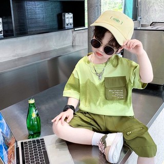 Bộ Quần Áo Bé Trai họa tiết loang màu xanh bơ siêu độc lạ, chất cotton mềm mịn, mát, Set đồ bộ cho bé trai - Mã Loang
