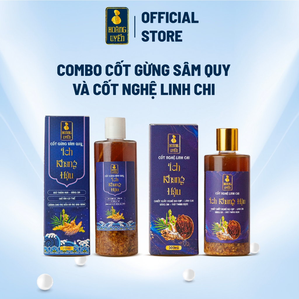 Combo Cốt Gừng, Cốt Nghệ Hạ Thổ Ích Khang Hậu Hoàng Uyển Giúp Da Sáng Mịn