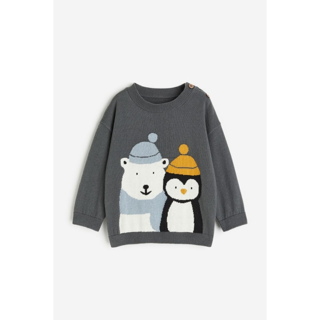 Áo len gấu xám thỏ chim cánh cụt1110002007 HM H&M_hàng chính hãng authentic