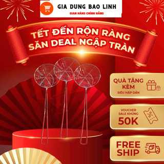 Vợt Inox Đa Năng - Vợt Múc Chân Trâu Topping chuôi đỏ size 6 - 8 - 10 cm