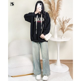 Quần jeans nữ Twentyfive ống rộng dài cạp cao gập gấu 5531