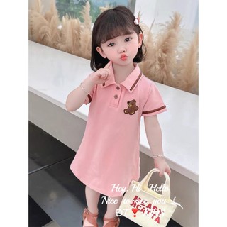 Váy bé gái Polo cổ bẻ chân váy xếp ly cao cấp cho bé 8-26kg