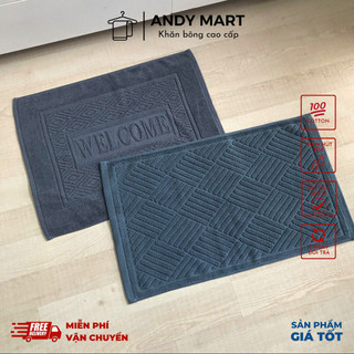 Thảm lau chùi chân 100% cotton siêu thấm hút dày dặn trang trí nhà cửa gia đình khách sạn Andy Mart TCC09