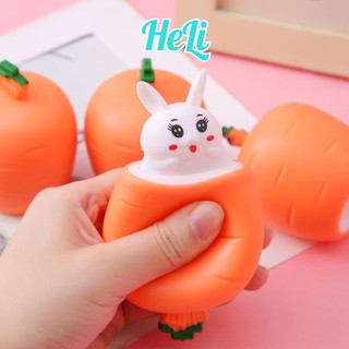 ĐỒ CHƠI SQUISHY THỎ TRỐN CÀ RỐT NẮN BÓP ĐÀN HỒI XẢ STRESS CỰC DỄ THƯƠNG