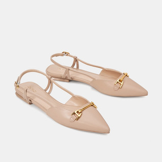 Giày Búp Bê Nữ 3cm Thời Trang JUNO Slingback Trang Trí Khóa BB03122