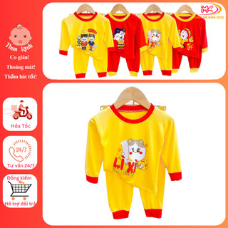 MK470 (6-16KG) Bộ áo dài tay quần dài phối hình TẾT chất thun lạnh mỏng mềm, mát cho bé dưới 3 tuổi
