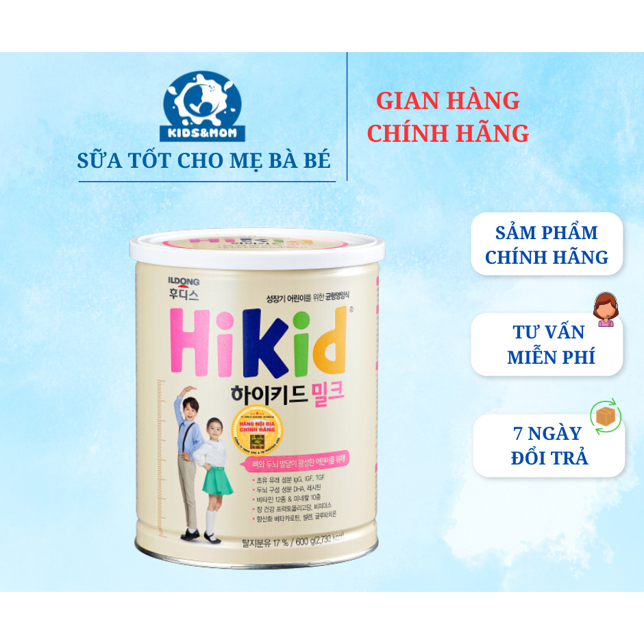 Sữa bột Hikid vani 600gr hàng Hàn Quốc.