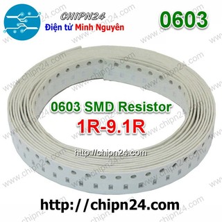 [50 con] điện trở dán smd 0603 1% (1.6x0.8mm) (1r 1.2r 1.5r 1.8r 2.2r 3.3r 4.7r 5.6r 6.8r 8.2r) - [chọn loại]