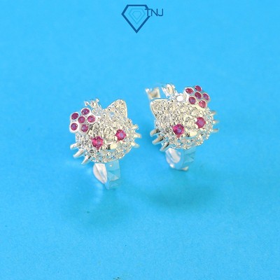 Bông tai cho bé gái bằng bạc hình Hello Kitty dễ thương, an toàn cho cho bé BTT0004 - Trang Sức TNJ
