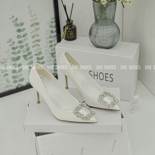 Giày cưới trắng - Giày cao gót mũi nhọn cô dâu cao cấp - ĐỘC QUYỀN BỞI SHESHOES - GC07007