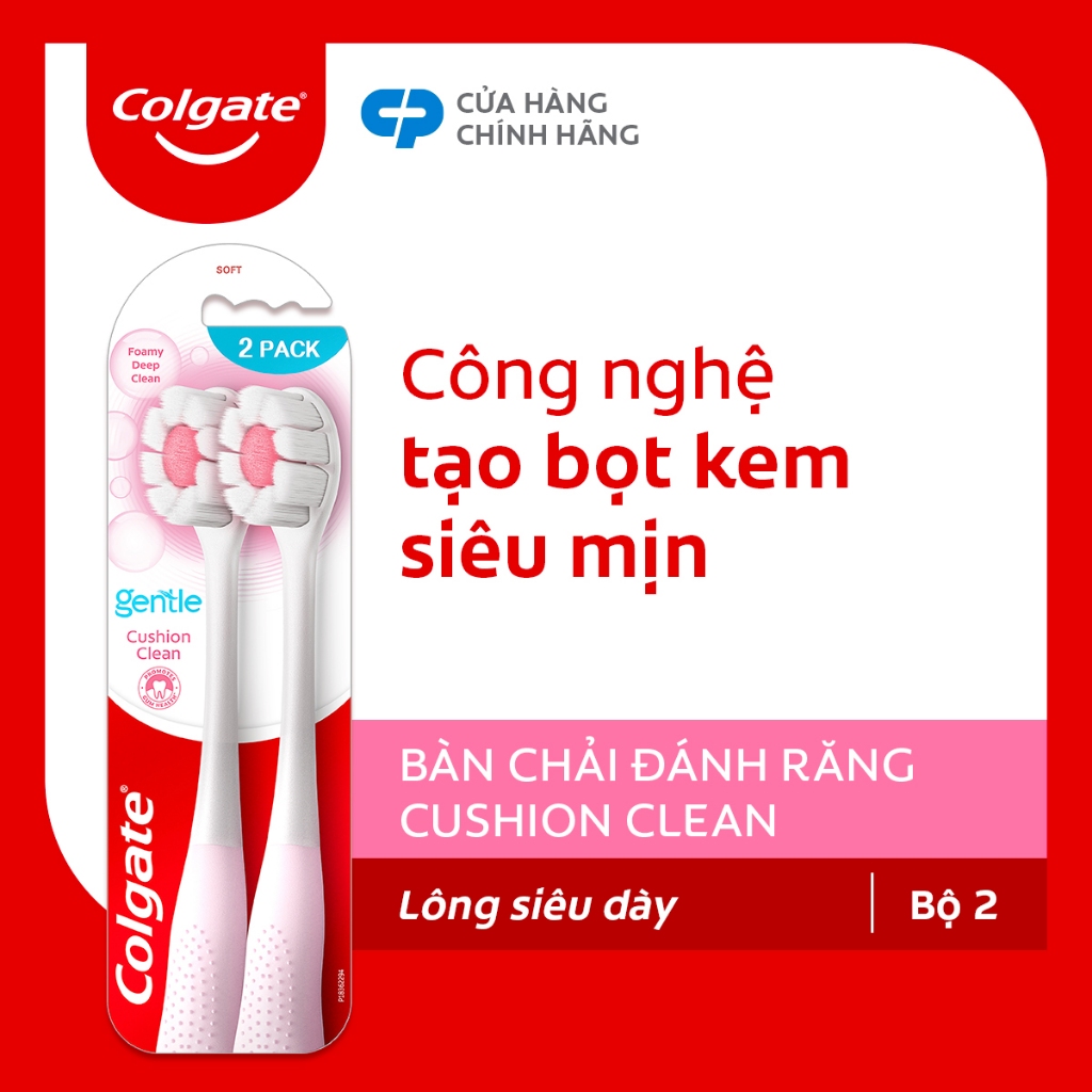 Bộ đôi bàn chải Colgate Cushion Clean công nghệ tạo bọt kem siêu mịn