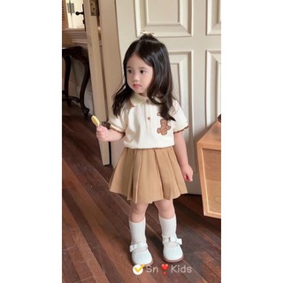 Váy cho bé gái , sét váy 2 kiểu váy xếp ly +áo polo gấu thêu cho bé 10-30kg