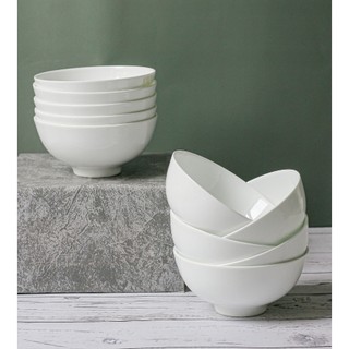 Set 10 Chén Bát Ăn Cơm Sứ Trắng Trơn Hàng Dày