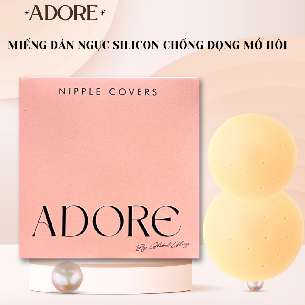 Miếng dán ngực ADORE CHỐNG MỒ HÔI CÓ LỖ bằng silicone, miếng dán hình tròn mềm mỏng siêu dính tàng hình