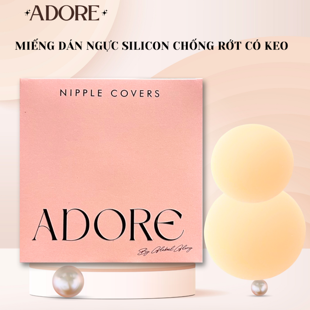 Miếng dán ngực ADORE CHỐNG RƠI TRƠN CÓ KEO bằng silicon , miếng dán ngực tàng hình dán siêu dính bảo vệ nhũ hoa,