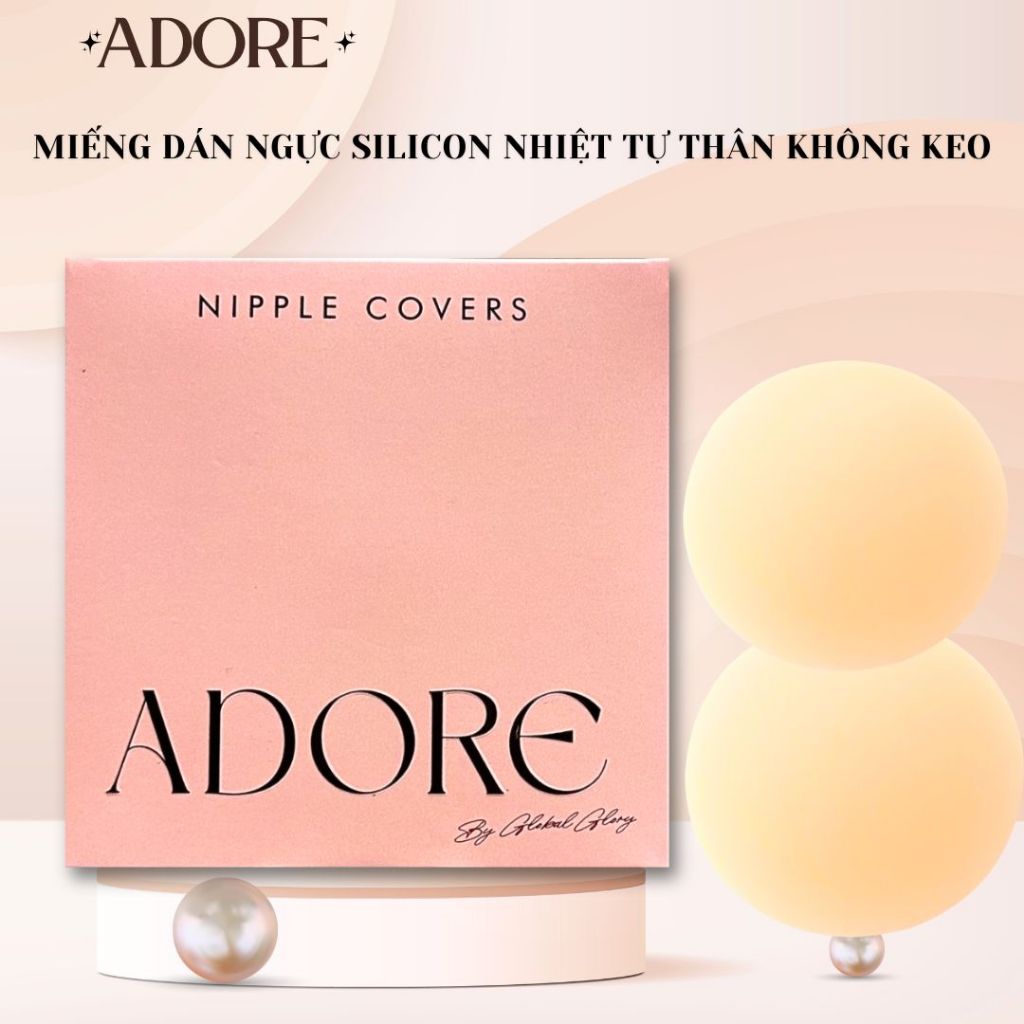 Miếng dán ngực ADORA NHIỆT TỰ THÂN TRƠN KHÔNG KEO, miếng dán ngực tàng hình, dán ngực hình tròn mềm mỏng siêu dính